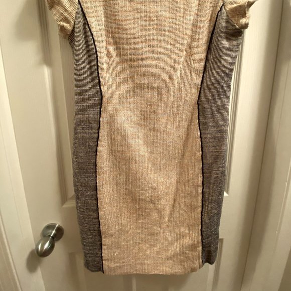 Ann Taylor Pink Tweed Dress with Navy Side Panels and Cap Sleeves - Picture 4 of 4